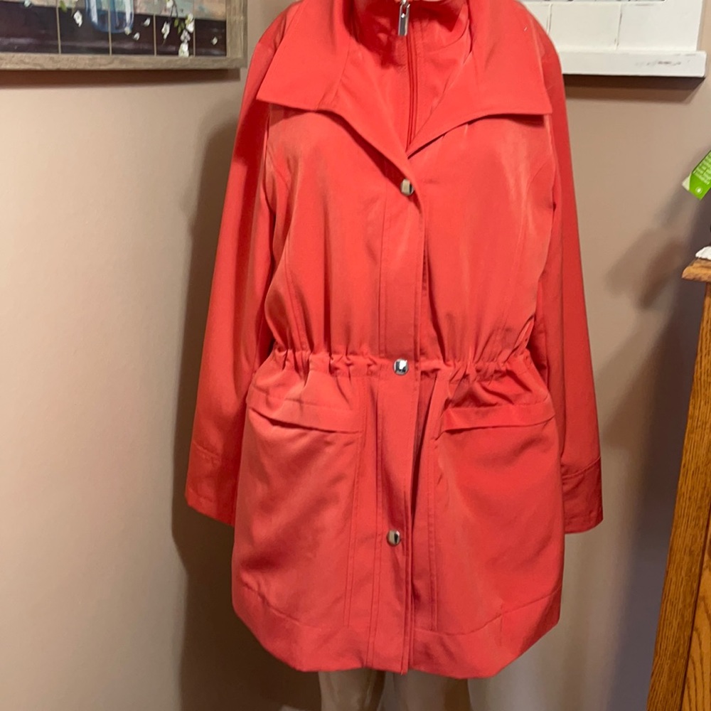 CROFT & BARROW CORAL COLOR ADJUSTABLE WAIST JACKET SIZE LARGE EUC